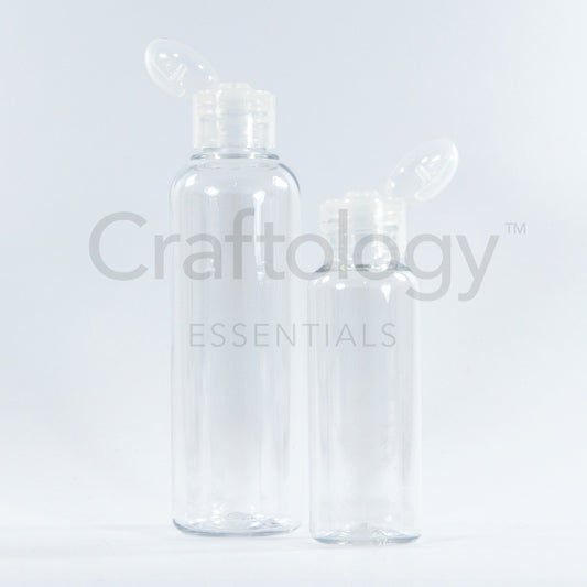 Plastic Flip Top Bottle (Clear, Natural Cap) - Craftology Essentials - Philippines