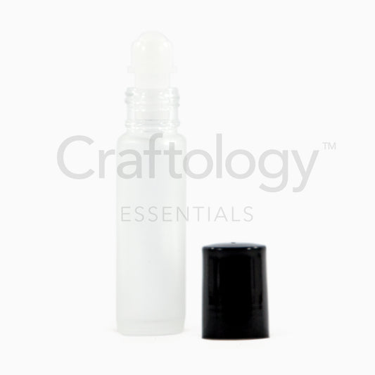 Glass Roller Bottle (Frosted, Plastic Ball, Black Cap) - Craftology Essentials - Philippines