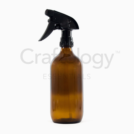 Glass Spray Bottle (Amber, Black Sprayer) - Craftology Essentials - Philippines