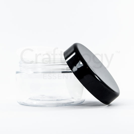 Plastic Jar (Clear, Black Cap) - Craftology Essentials - Philippines